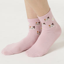 ふくふくにゃんこ リッチェル花柄クルーソックス