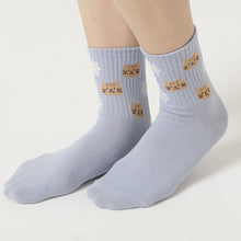 ふくふくにゃんこ リッチェル花柄クルーソックス