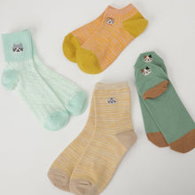 ふくふくにゃんこ ミックスカラークルーソックス