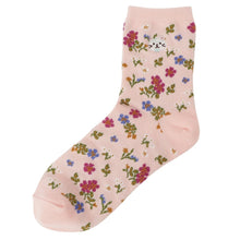 ふくふくにゃんこ 花柄刺繍ソックス