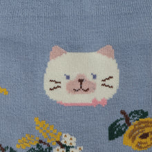 ふくふくにゃんこ 花柄クルーソックス
