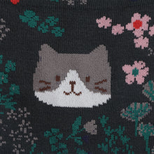 ふくふくにゃんこ 花柄クルーソックス