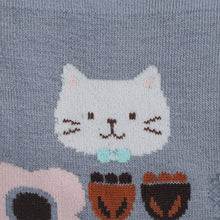 ふくふくにゃんこ 花柄クルーソックス