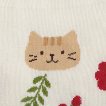 ふくふくにゃんこ 花柄クルーソックス