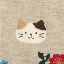 ふくふくにゃんこ 花柄クルーソックス