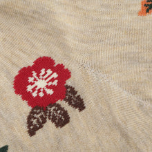 ふくふくにゃんこ 花柄クルーソックス