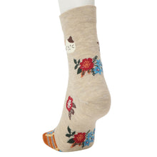 ふくふくにゃんこ 花柄クルーソックス