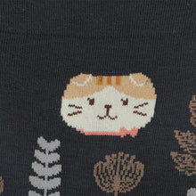 ふくふくにゃんこ 花柄クルーソックス