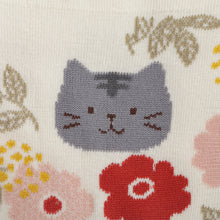 ふくふくにゃんこ 花柄クルーソックス