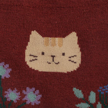 ふくふくにゃんこ 花柄クルーソックス
