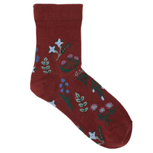 ふくふくにゃんこ 花柄クルーソックス