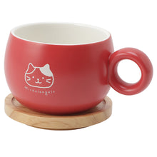 ふくふくにゃんこ 木製ふた付きマグカップ