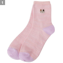 ふくふくにゃんこ ミックスカラークルーソックス