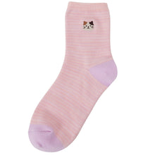 ふくふくにゃんこ ミックスカラークルーソックス