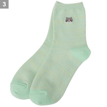 ふくふくにゃんこ ミックスカラークルーソックス