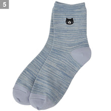 ふくふくにゃんこ ミックスカラークルーソックス