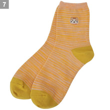 ふくふくにゃんこ ミックスカラークルーソックス