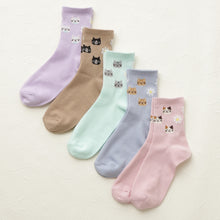 ふくふくにゃんこ リッチェル花柄クルーソックス