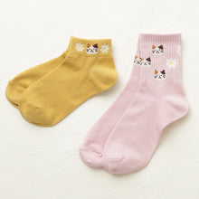 ふくふくにゃんこ リッチェル花柄クルーソックス