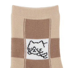  ふくふくにゃんこ ブロック柄パイルソックス
