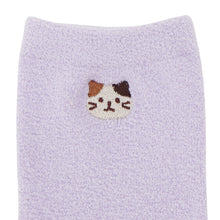  ふくふくにゃんこ 無地刺繍モールソックス
