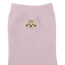  ふくふくにゃんこ 無地刺繍モールソックス
