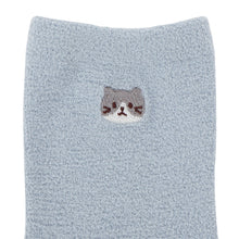 ふくふくにゃんこ 無地刺繍モールソックス
