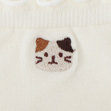 ふくふくにゃんこ 吸湿発熱メロウ刺繍クルーソックス
