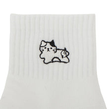  ふくふくにゃんこ ワンポイント 刺繍 アンクル ソックス
