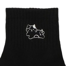  ふくふくにゃんこ ワンポイント 刺繍 アンクル ソックス
