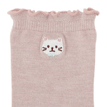  ふくふくにゃんこ 吸湿発熱メロウ刺繍クルーソックス
