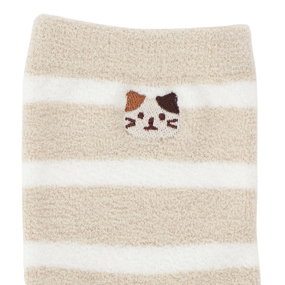 ふくふくにゃんこ ボーダー刺繍モールソックス – HAPiNS online shop