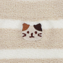  ふくふくにゃんこ ボーダー刺繍モールソックス
