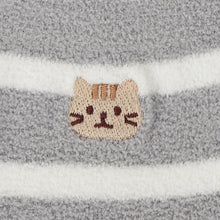  ふくふくにゃんこ ボーダー刺繍モールソックス
