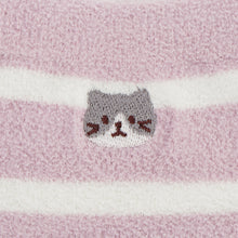  ふくふくにゃんこ ボーダー刺繍モールソックス

