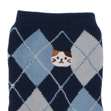  ふくふくにゃんこ アーガイル刺繍パイルソックス
