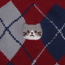  ふくふくにゃんこ アーガイル刺繍パイルソックス
