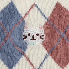  ふくふくにゃんこ アーガイル刺繍パイルソックス
