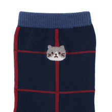  ふくふくにゃんこ ゆるまど刺繍クルーソックス
