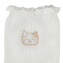  ふくふくにゃんこ  同色刺繍メロウクルーソックス
