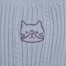  ふくふくにゃんこ  同色刺繍メロウクルーソックス
