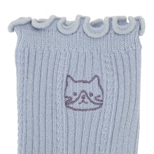  ふくふくにゃんこ  同色刺繍メロウクルーソックス
