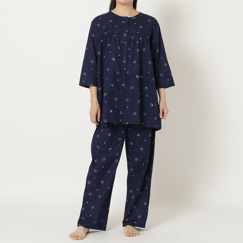 ふくふくにゃんこ シーチング七分袖パジャマ – HAPiNS online shop