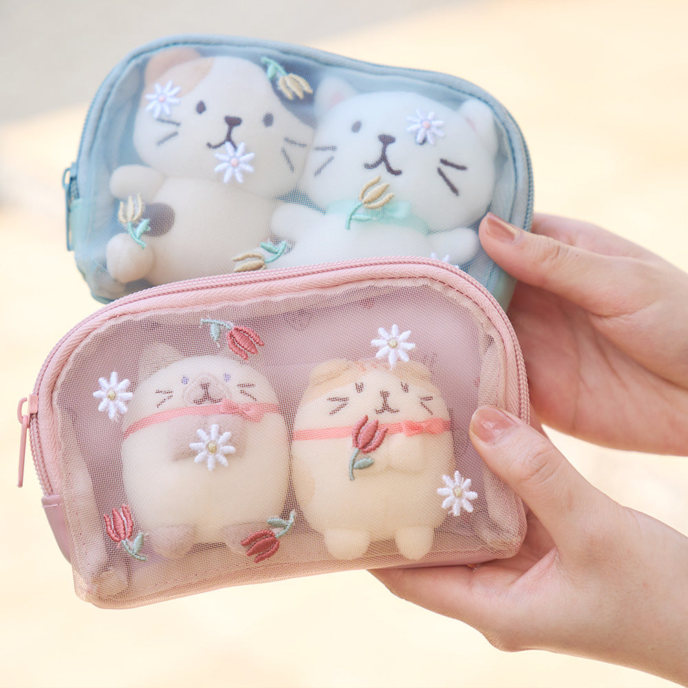 ふくふくにゃんこ フラワーメッシュポーチ – HAPiNS online shop