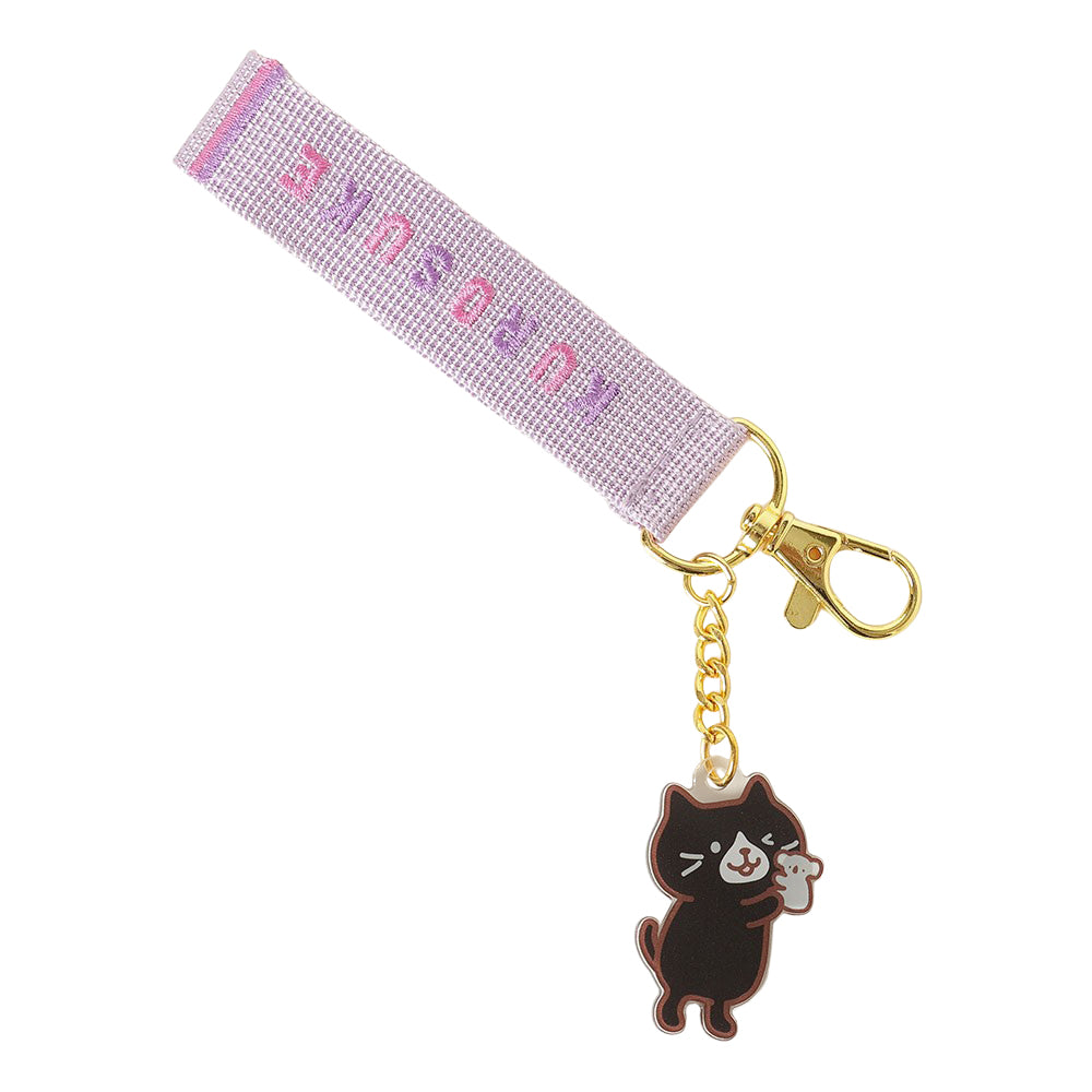 ふくふくにゃんこ　クロ助バースデー刺繡タグキーホルダー