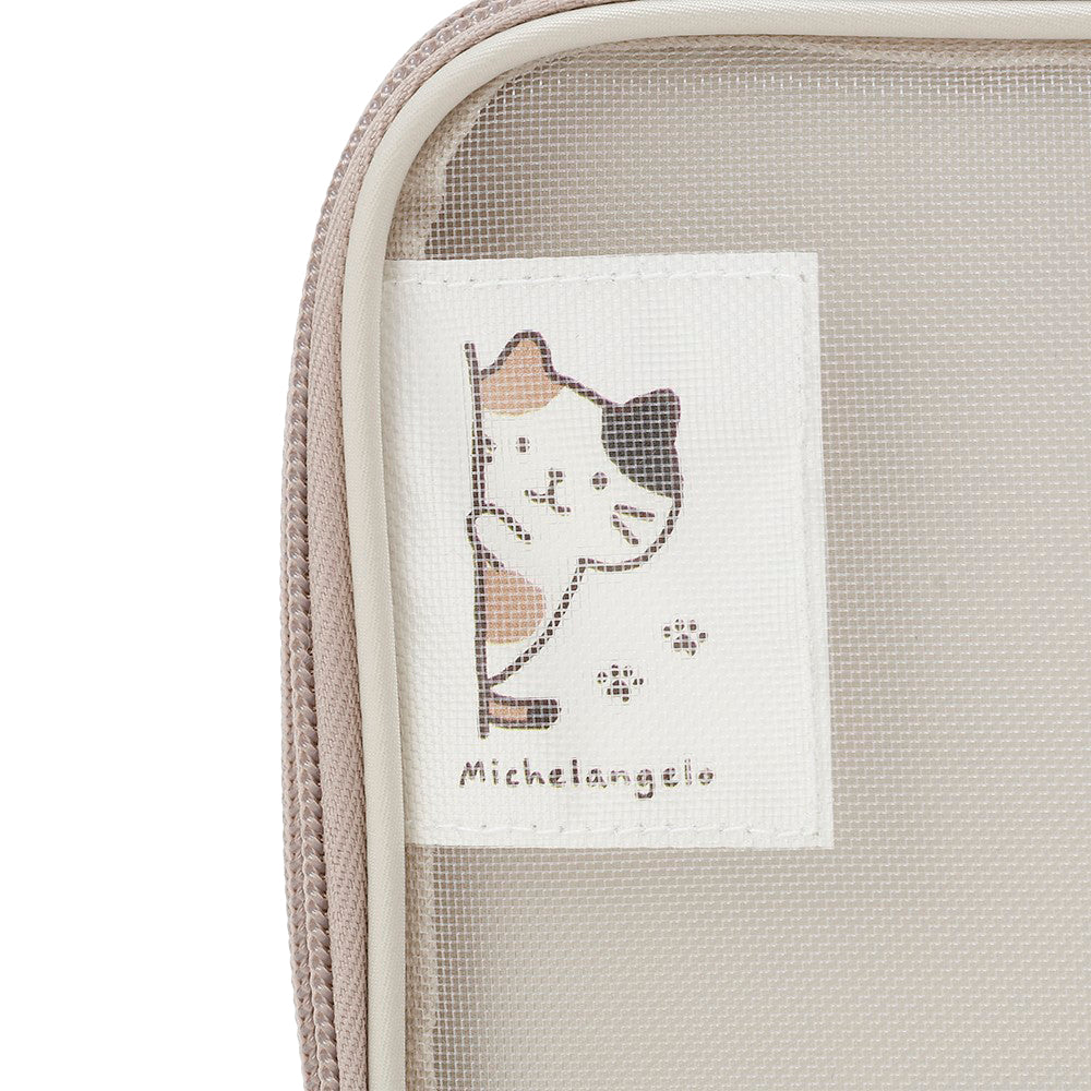 ふくふくにゃんこ ひょっこりメッシュ ガジェットポーチ 二層式収納