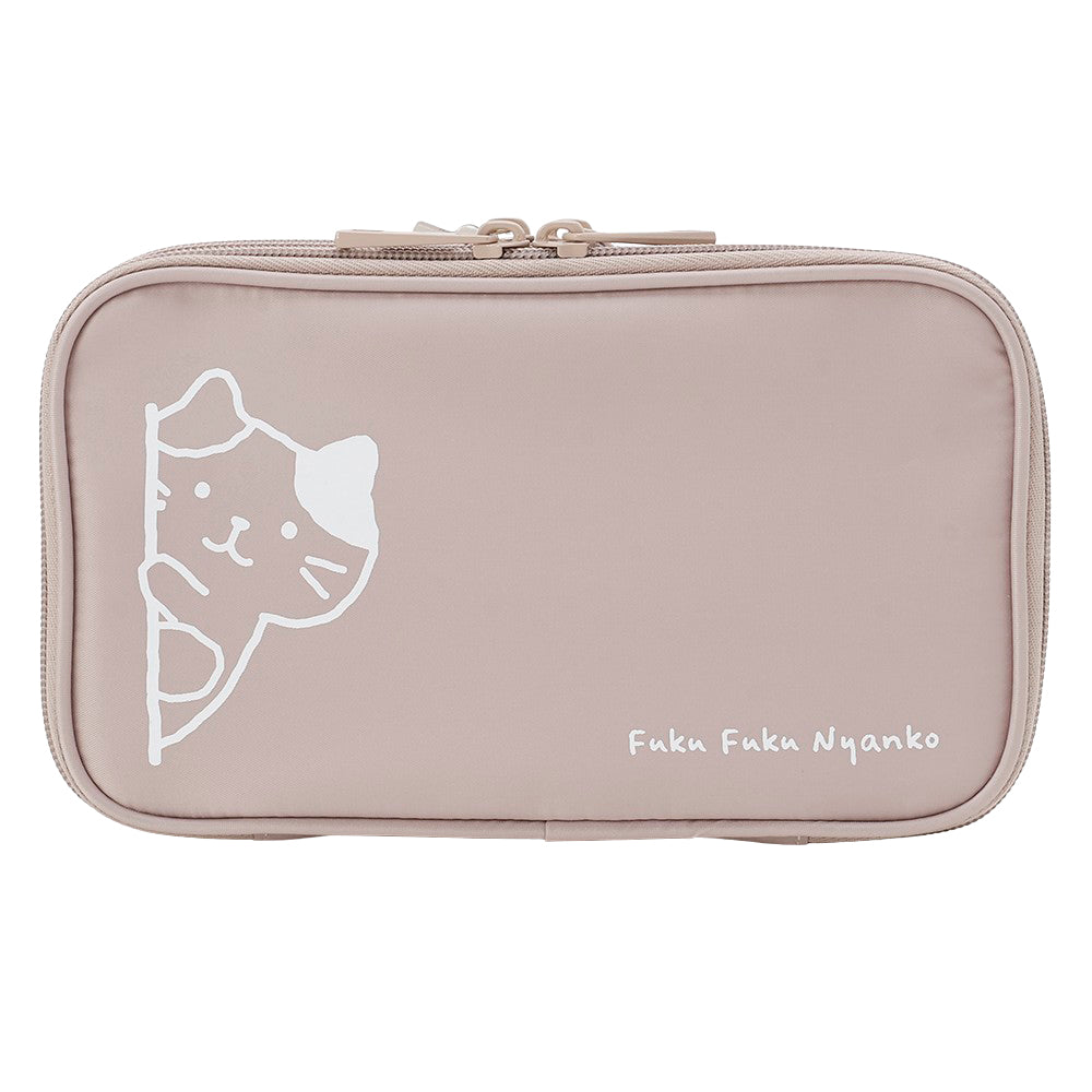 ふくふくにゃんこ ひょっこりメッシュ ガジェットポーチ 二層式収納