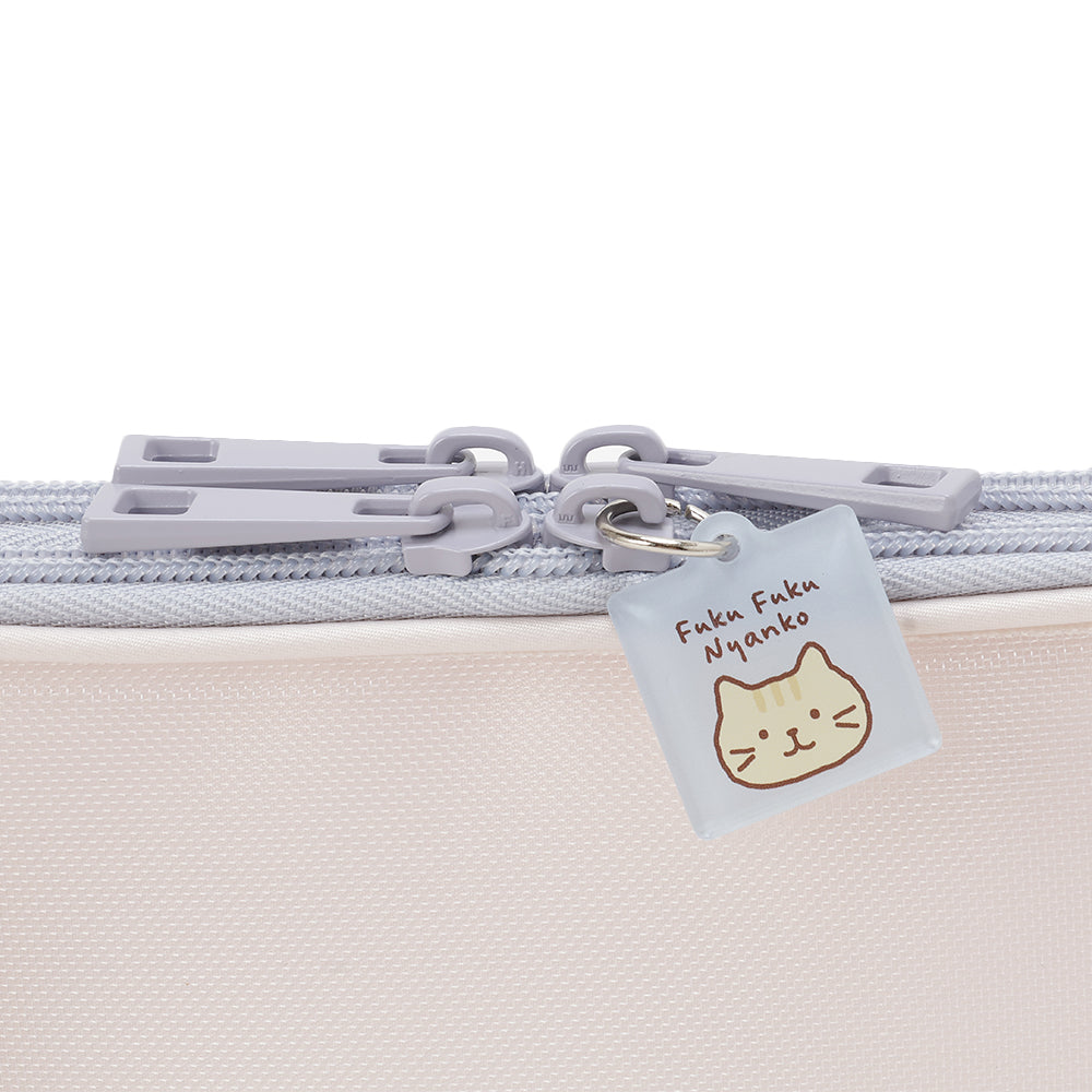 ふくふくにゃんこ ひょっこりメッシュ ガジェットポーチ 二層式収納
