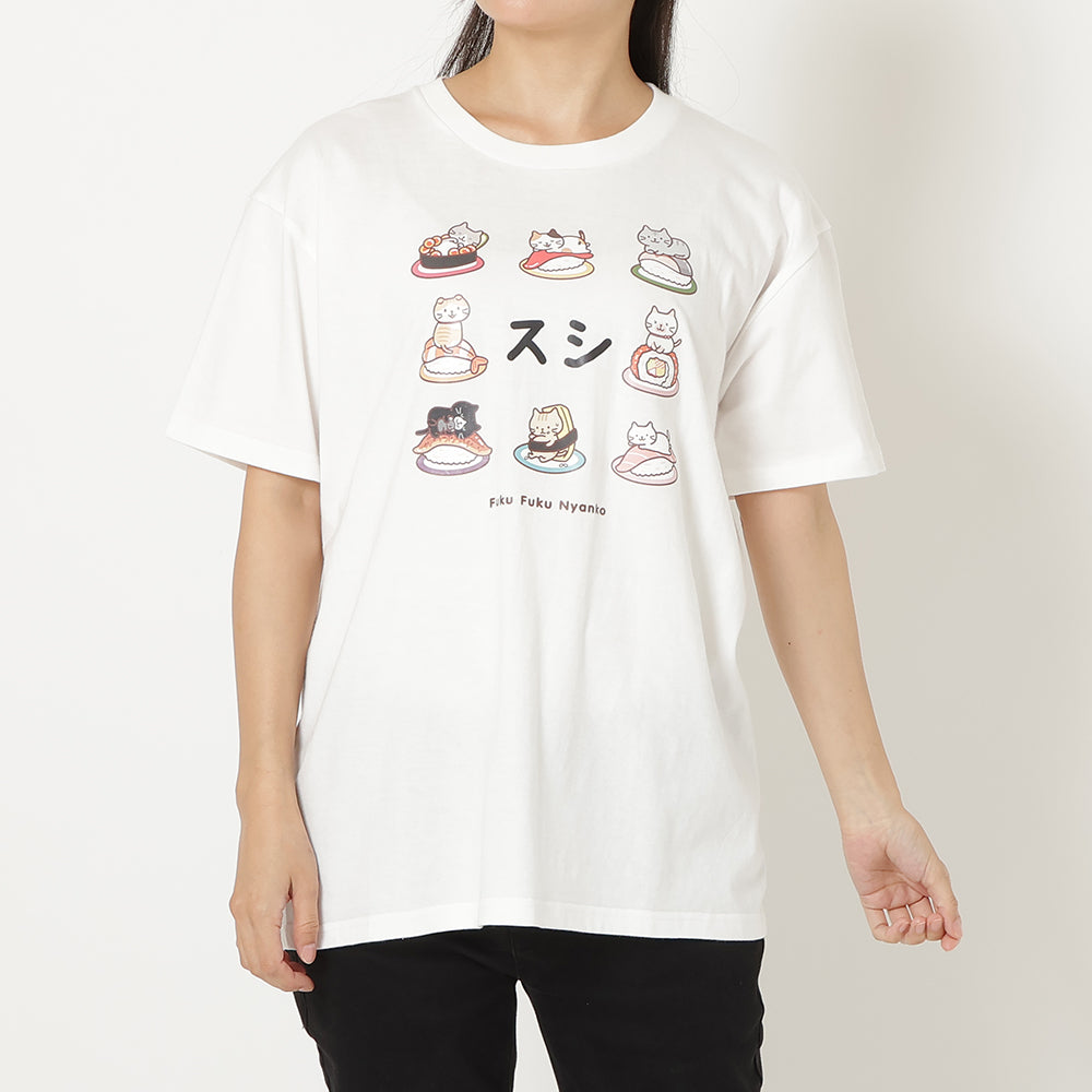 ふくふくにゃんこ　おみやげＴシャツ②スシ