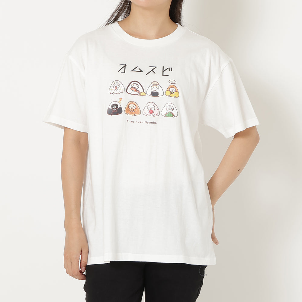 ふくふくにゃんこ　おみやげＴシャツ②オムスビ